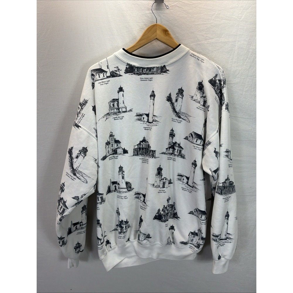 Vtg Art Unlimited Sportswear Sweatshirt Oregon Coast Lighthouse Very Rare XL Men